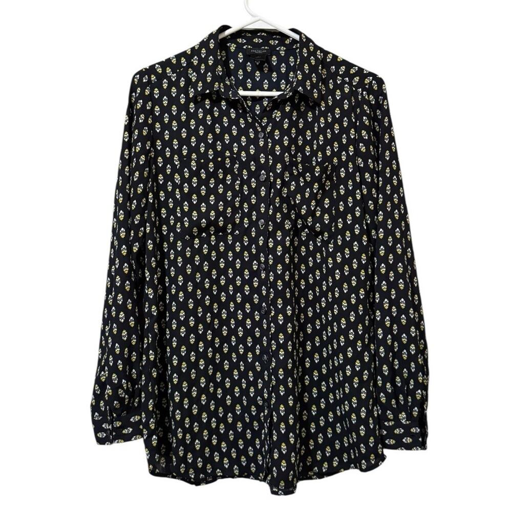 Ann Taylor Factory Women Size Small‎ Long Sleeve Button Down Blouse Polyester